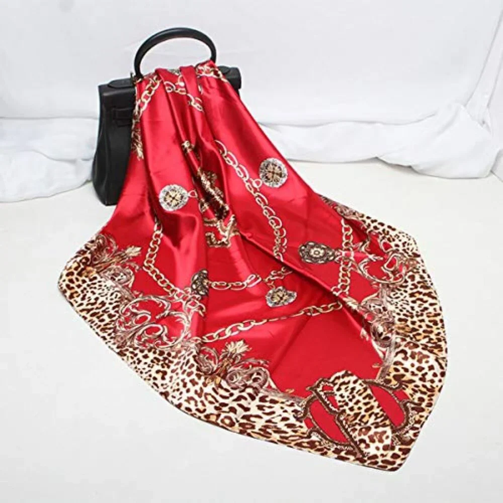 Large Square Satin Scarf Elegant Silk-Like Multipurpose Hair Neck Accessory_4